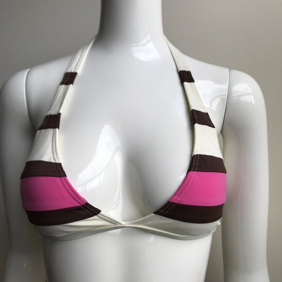 Billabong BLUE CRUSH era Vintage bikini pink brown belted halter top set RARE - Picture 7 of 7